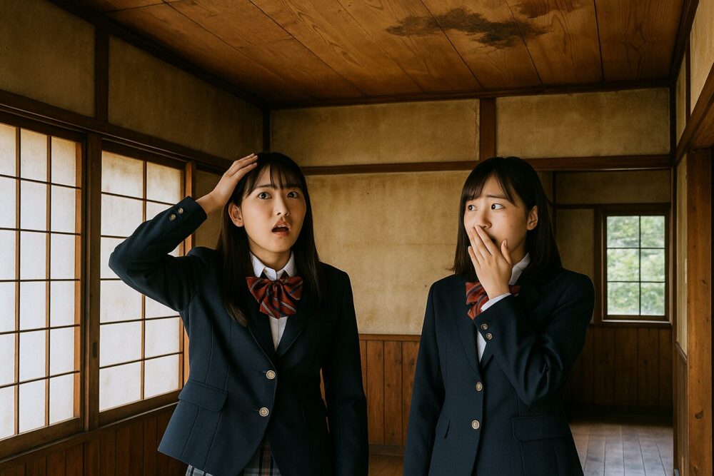 雨漏りに驚く人
