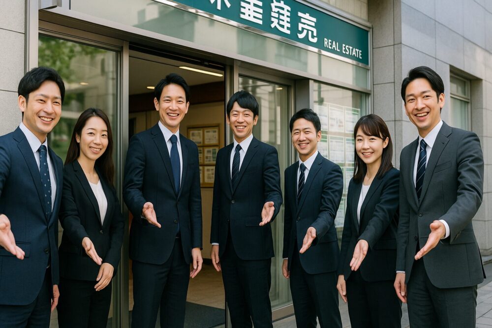 お出迎えする不動産屋