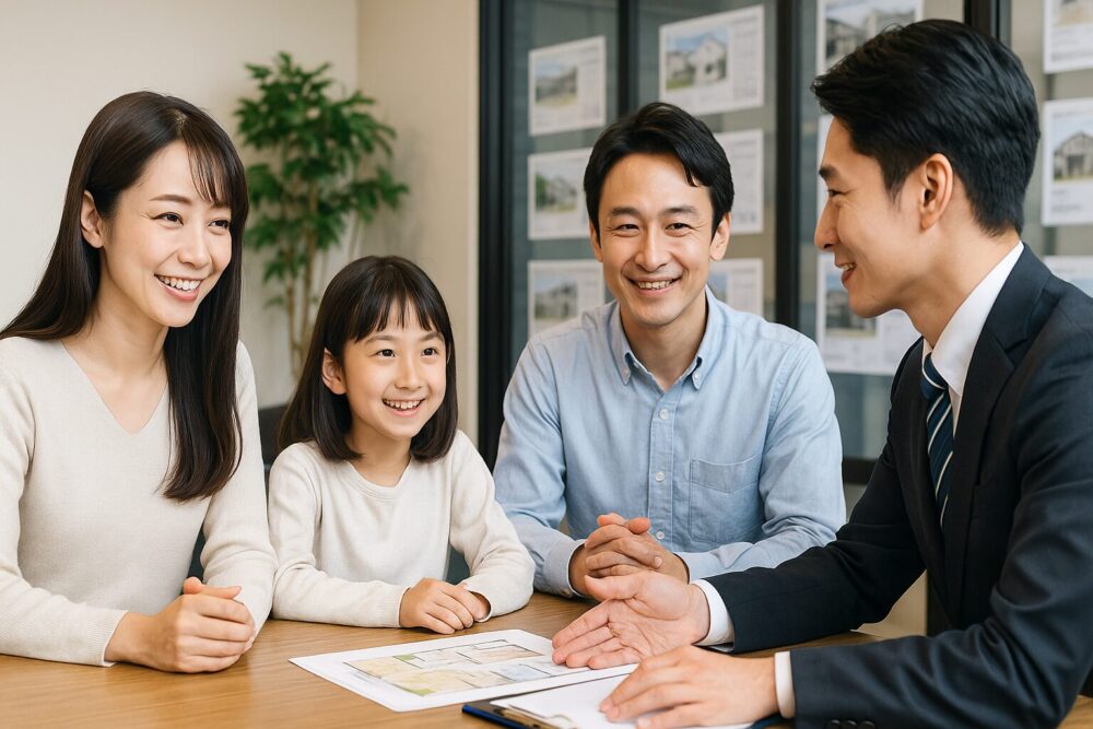 不動産屋に相談する家族