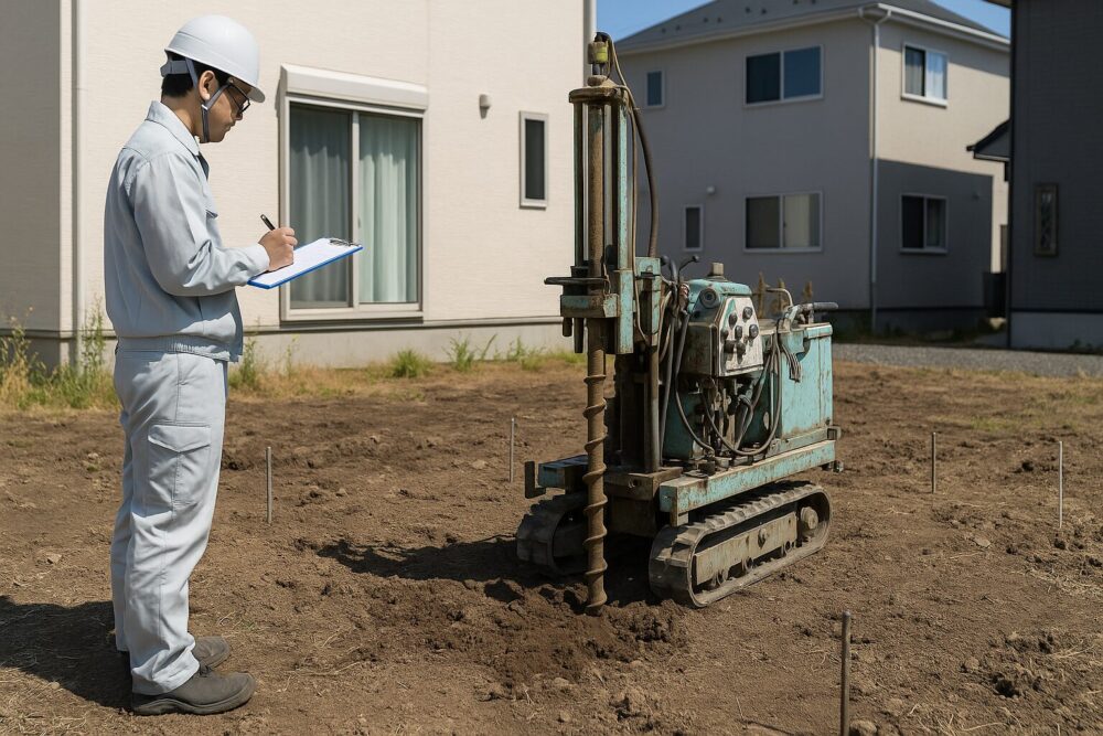 地盤調査中