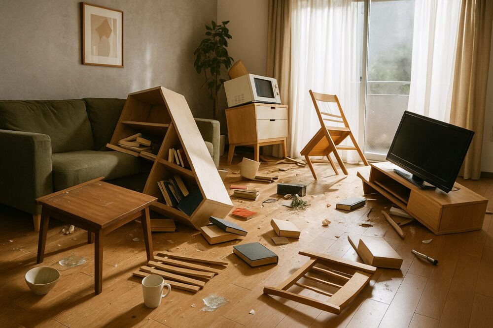 倒壊した家具