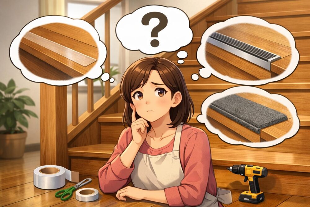 階段の滑り止めは何がいいか悩む人