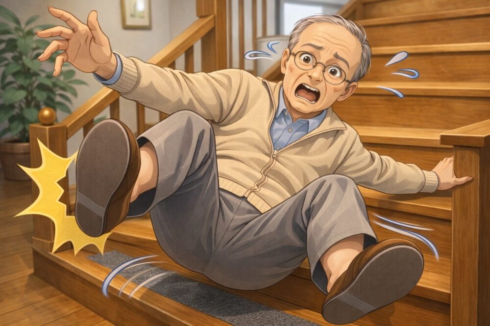 階段から落ちる高齢者