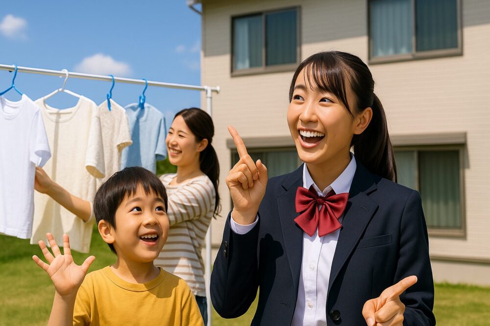 物干しのアイディアを思いつく人