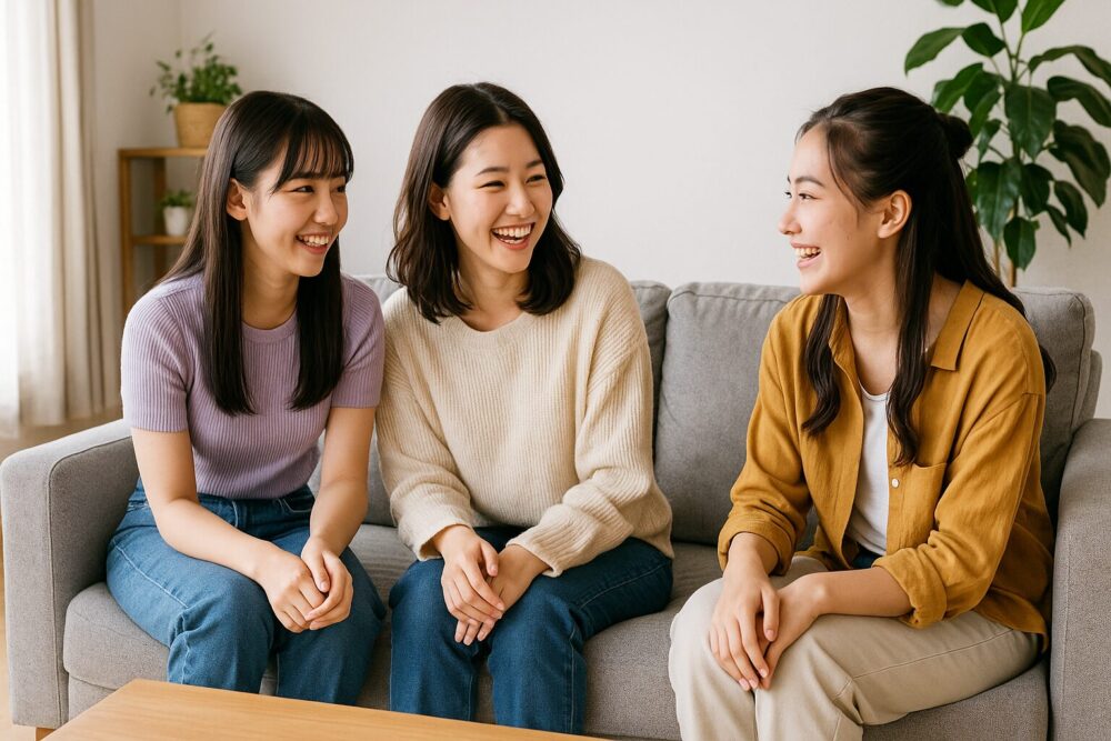 ソファで会話する女性たち