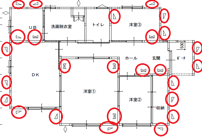 柱・筋交いの場所図面