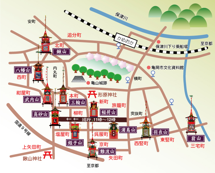 亀岡市山鉾MAP